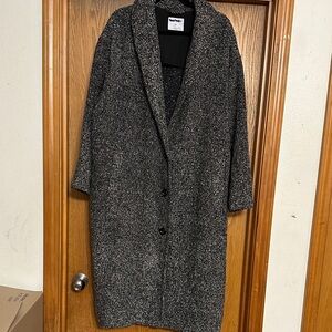 Old Navy Black and Gray Tweed Trench Coat